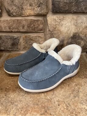 Orthofeet Lorin Womens Size 8 X Wide Gray Suede Handsfree Slipper New In Box